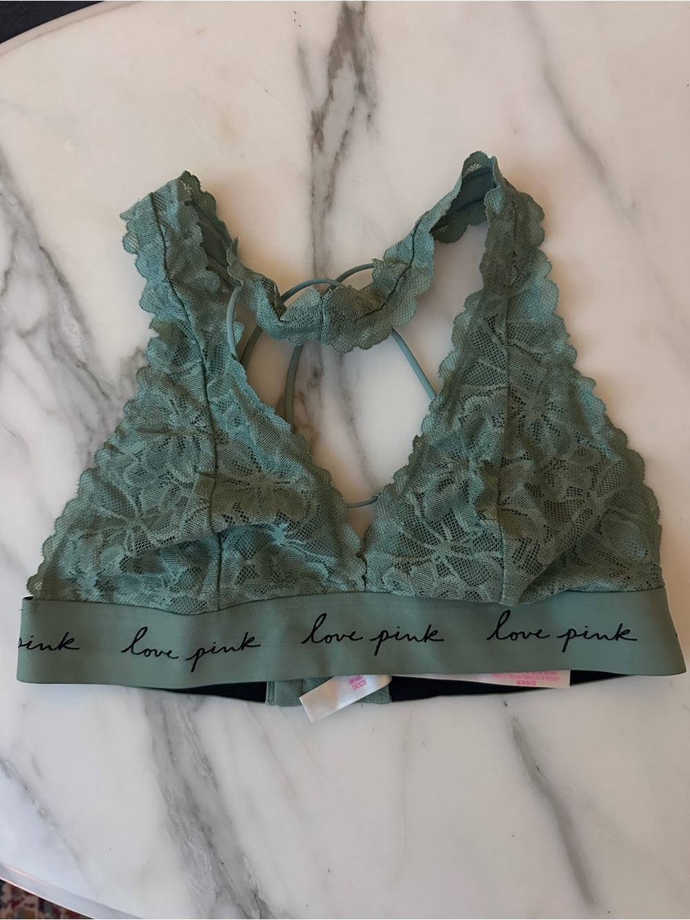 Victoria's Secret PINK Lace Bralette in Sage Green